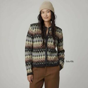 Vintage Dress Barn Women’s Button Down Harlequin Pattern Cardigan Sweater Sz S